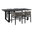 Armen Living Felicia 5-Piece Aluminum Outdoor Dining Table Set in Black/Gray