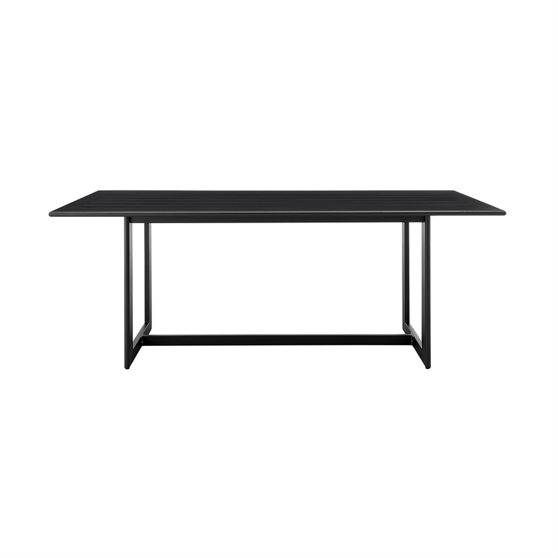 Armen Living Grand 7-Piece Wicker / Rattan Outdoor Dining Table Set in Black