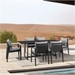 Armen Living Grand 7-Piece Wicker / Rattan Outdoor Dining Table Set in Black