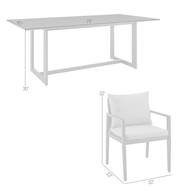 Armen Living Grand 5-Piece Wicker / Rattan Outdoor Dining Table Set in Black