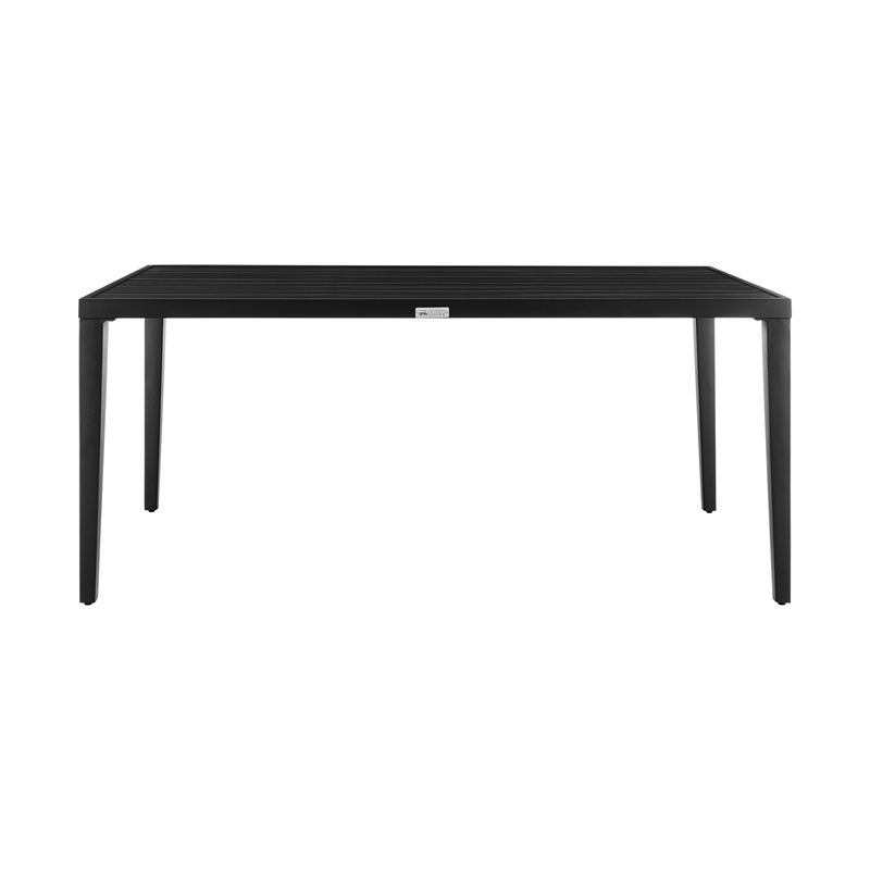 Armen Living Aileen 7-Piece Wicker / Rattan Outdoor Dining Table Set in Black