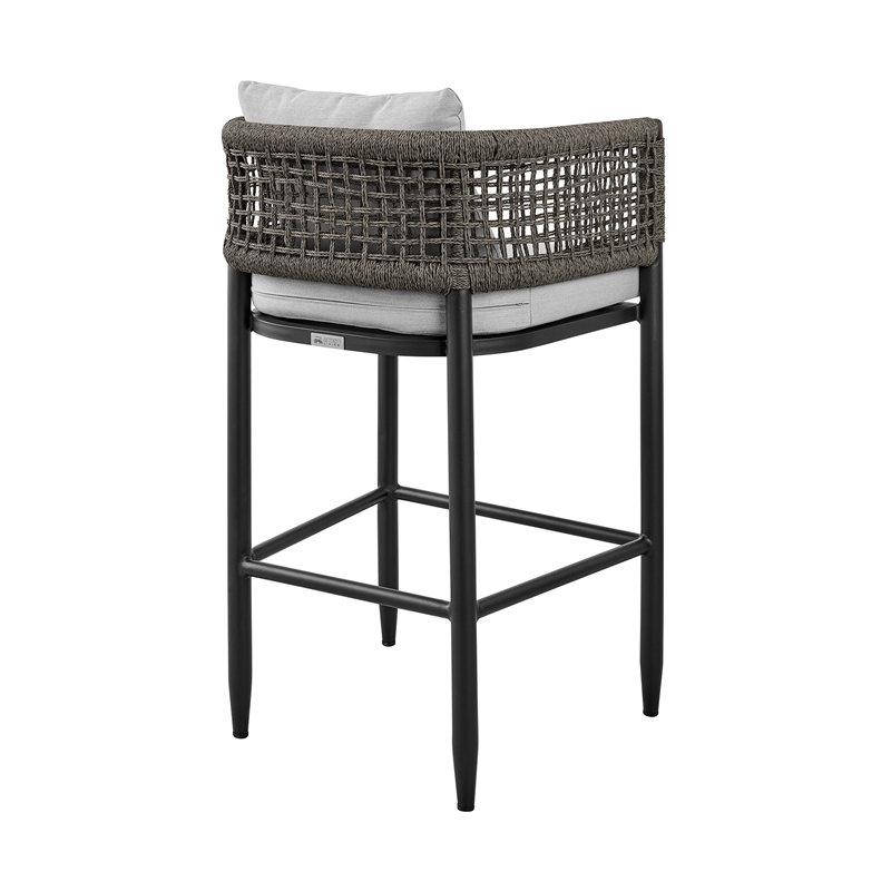 Armen Living Felicia 5-Piece Modern Aluminum Patio Bar Table Set in Black/Gray