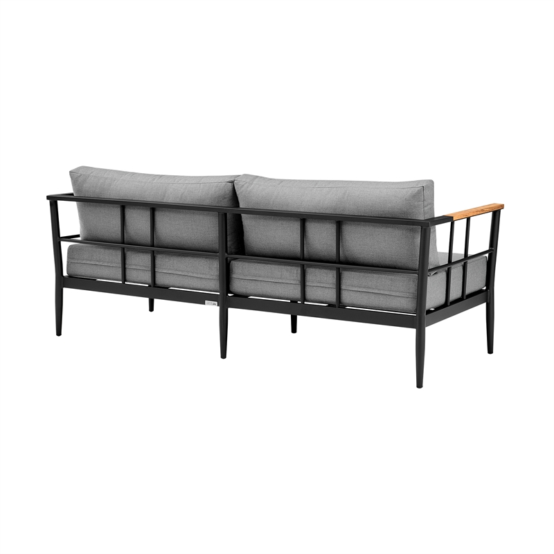 Armen Living Shari 4-Piece Aluminum Patio Lounge Set in Black/Gray