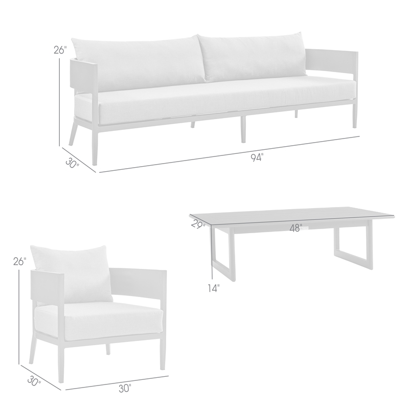 Armen Living Argiope 4-Piece Aluminum Outdoor Conversation Set in Dark Gray