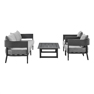 argiope 4 piece outdoor dark gray aluminum  fabric outdoor conversation set