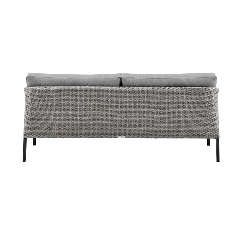 Armen Living Aileen 4-Piece Aluminum & Fabric Patio Lounge Set in Black/Gray