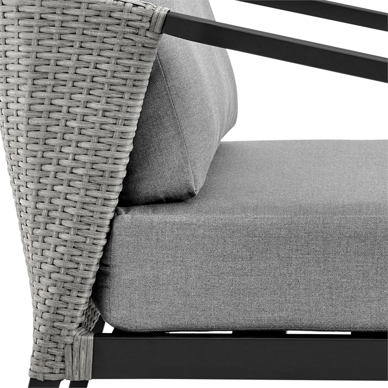 Armen Living Aileen 4-Piece Aluminum & Fabric Patio Lounge Set in Black/Gray