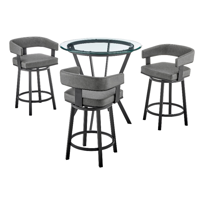 Armen Living Naomi and Lorin 4-Piece Metal Counter Dining Set in Black/Gray