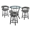 Armen Living Naomi and Lorin 4-Piece Metal Counter Dining Set in Black/Gray