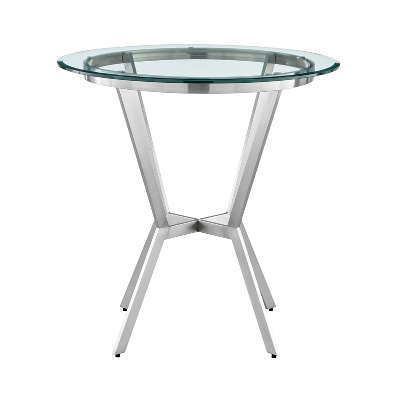 Armen Living Naomi and Lorin 4PC Stainless Steel Counter Dining Set in Silver