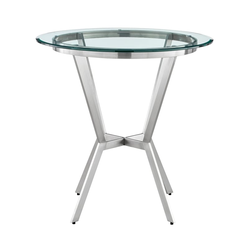 Armen Living Naomi and Lorin 3PC Stainless Steel Counter Dining Set in Silver