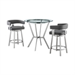 Armen Living Naomi and Lorin 3PC Stainless Steel Counter Dining Set in Silver