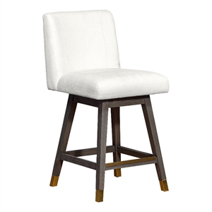 basila swivel counter stool grey oak wood finish pearl fabric