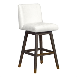 basila swivel bar stool grey oak wood finish pearl fabric