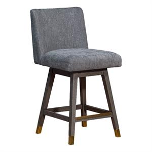 basila swivel counter stool grey oak wood finish grey fabric