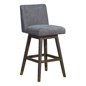 basila swivel bar stool grey oak wood finish grey fabric