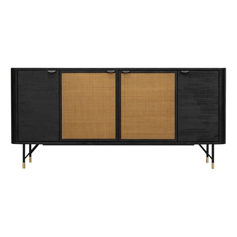 Armen Living Saratoga Modern Wood Sideboard Buffet in Black/Brown