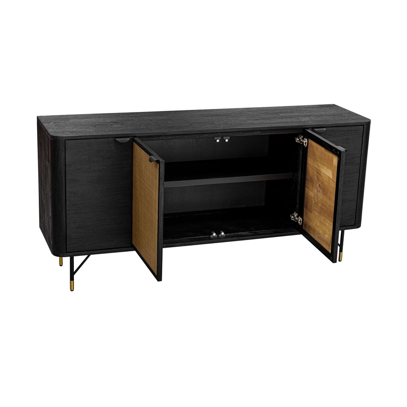 Armen Living Saratoga Modern Wood Sideboard Buffet in Black/Brown