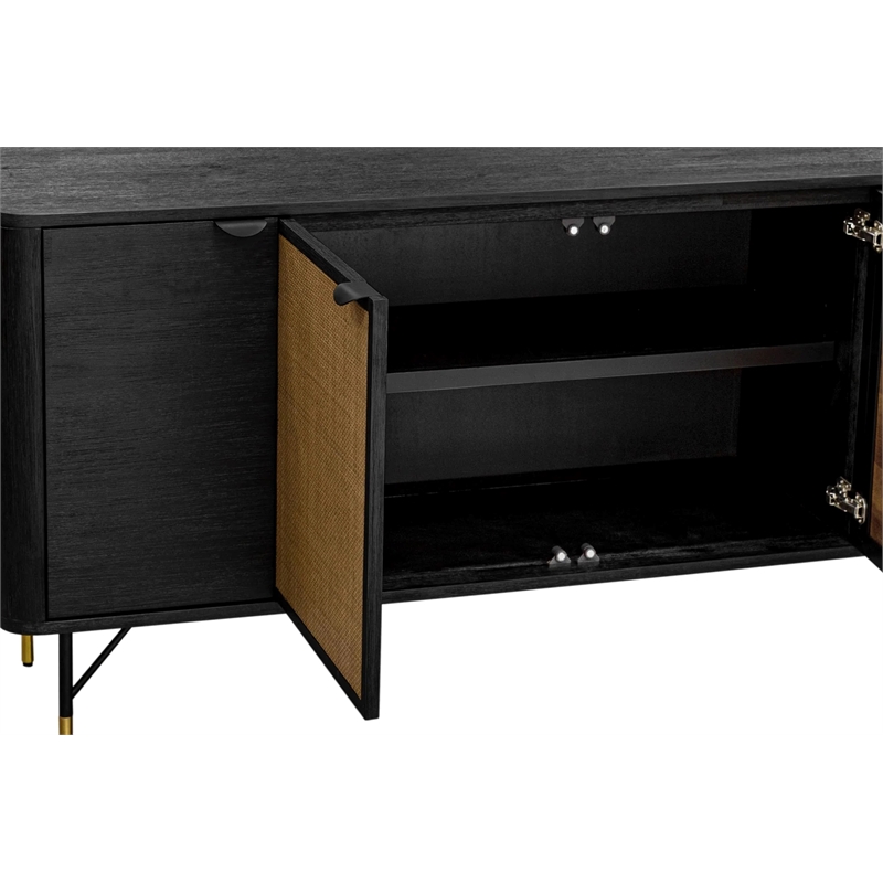 Armen Living Saratoga Modern Wood Sideboard Buffet in Black/Brown