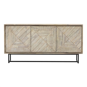 Armen Living Peridot Modern Acacia Wood Sideboard Buffet in Natural/Black