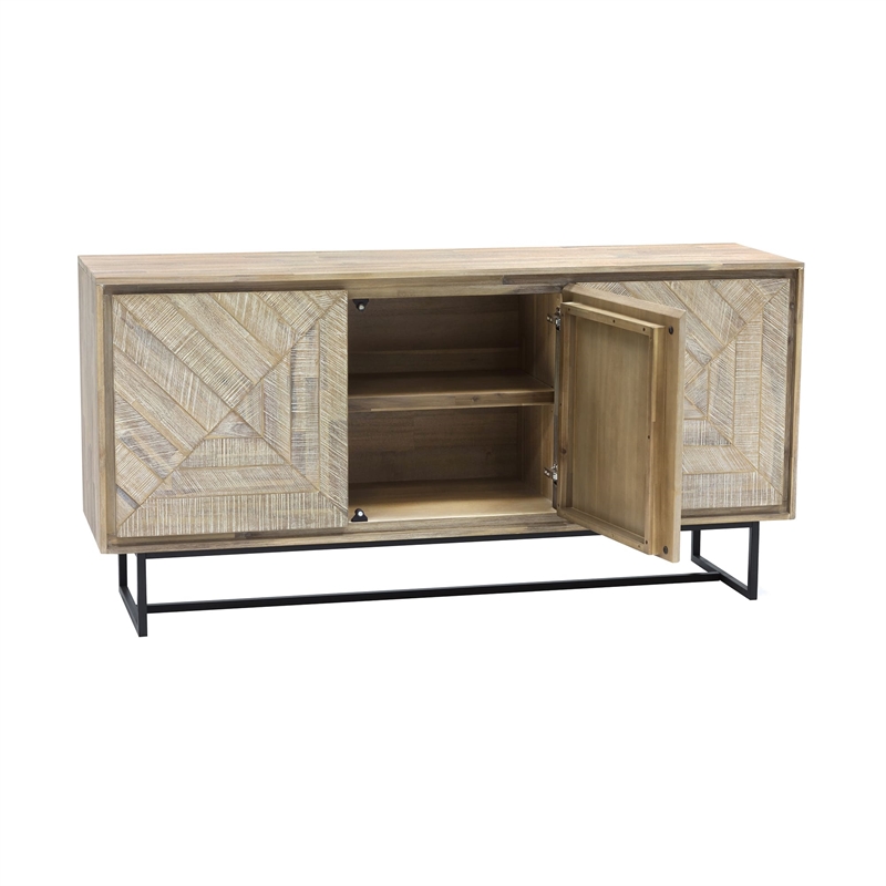 Armen Living Peridot Modern Acacia Wood Sideboard Buffet in Natural/Black