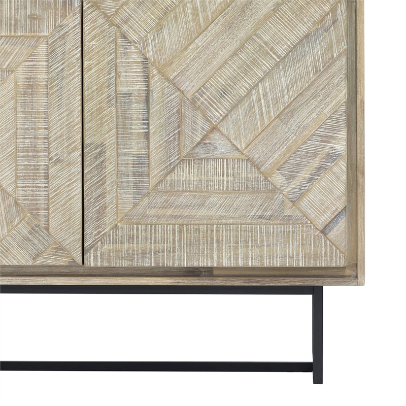 Armen Living Peridot Modern Acacia Wood Sideboard Buffet in Natural/Black