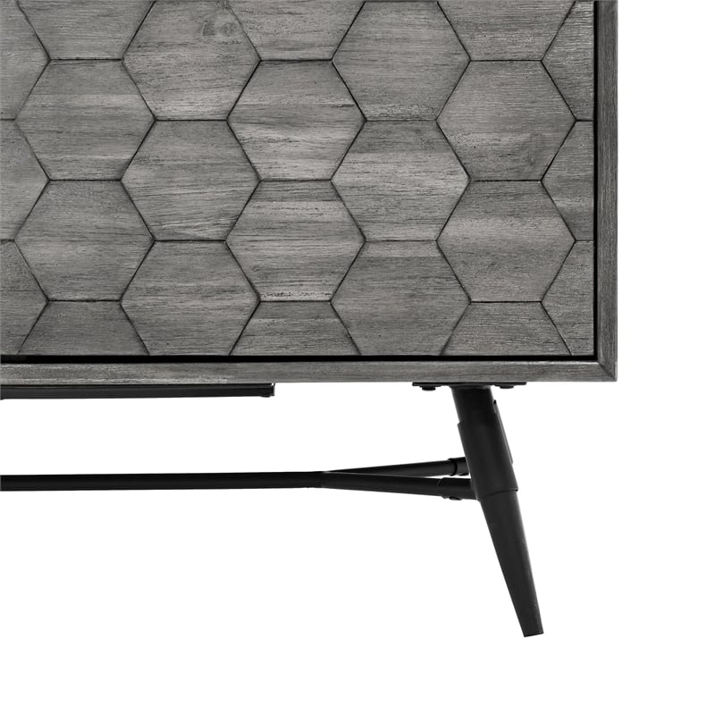 Armen Living Makena Modern Acacia Wood Sideboard Buffet in Gray/Black