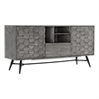 Armen Living Makena Modern Acacia Wood Sideboard Buffet in Gray/Black