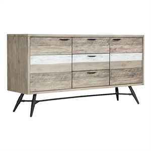 Armen Living Bridges Acacia Wood Sideboard Buffet Cabinet in Natural/Gray