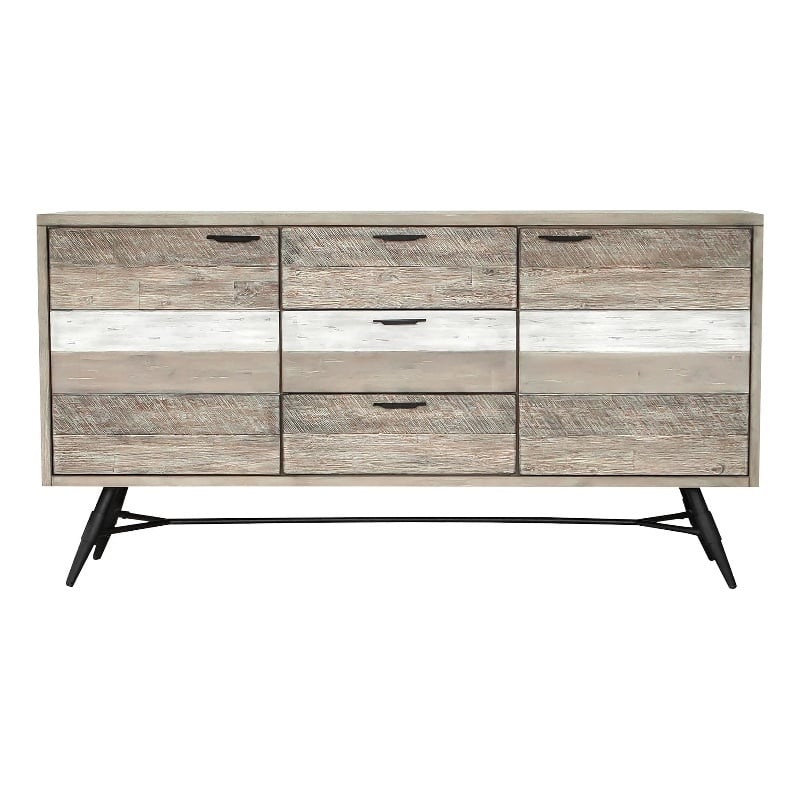 Armen Living Bridges Acacia Wood Sideboard Buffet Cabinet in Natural/Gray