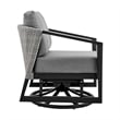 Armen Living Aileen Fabric/Rattan Patio Swivel Lounge Chair in Black/Gray