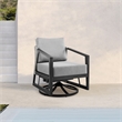 Armen Living Aileen Fabric/Rattan Patio Swivel Lounge Chair in Black/Gray