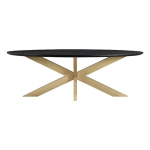 Armen Living Lombard Oval Modern Wood Coffee Table in Black/Brushed Oak