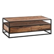 Ludgate Rectangle Coffee Table with Shelf in Acacia and Black Metal