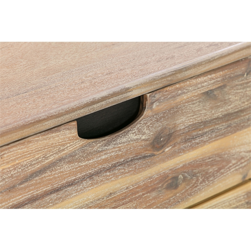 Armen Living Kendra 3-Drawer Modern Acacia Wood Sideboard Buffet in Gray