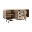 Armen Living Kendra 3-Drawer Modern Acacia Wood Sideboard Buffet in Gray