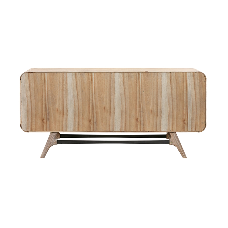 Armen Living Kendra 3-Drawer Modern Acacia Wood Sideboard Buffet in Gray