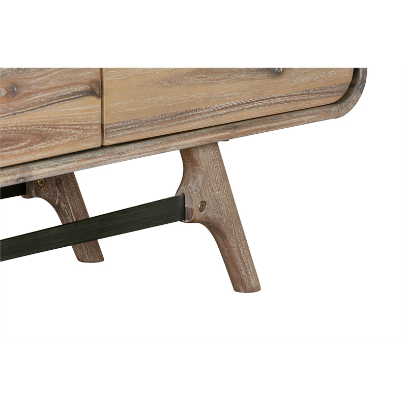 Armen Living Kendra 3-Drawer Modern Acacia Wood Sideboard Buffet in Gray