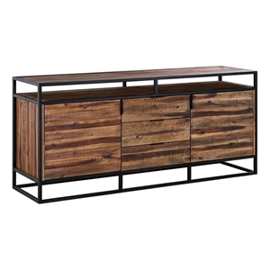 Armen Living Ludgate 3-Drawer Wood/Metal Sideboard Buffet in Brown/Black