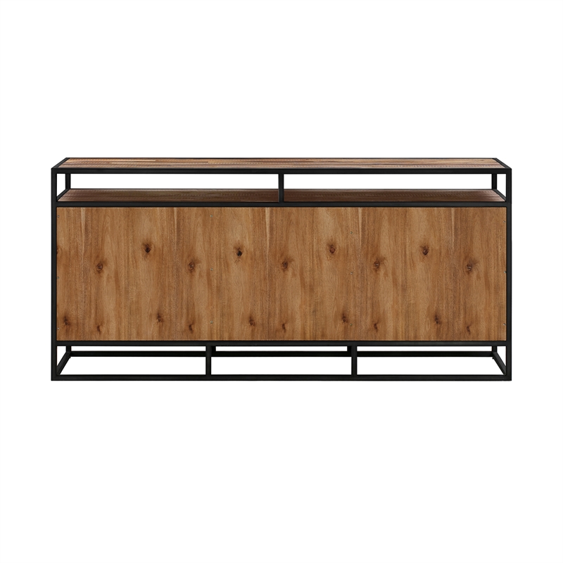 Armen Living Ludgate 3-Drawer Wood/Metal Sideboard Buffet in Brown/Black