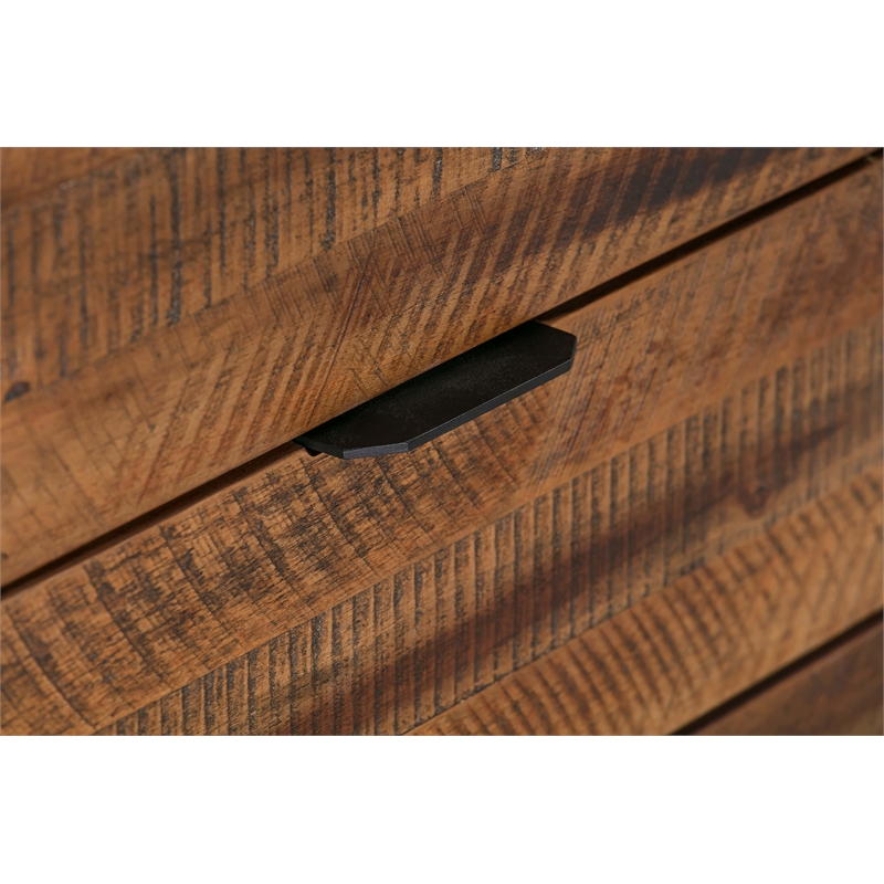 Armen Living Ludgate 3-Drawer Wood/Metal Sideboard Buffet in Brown/Black