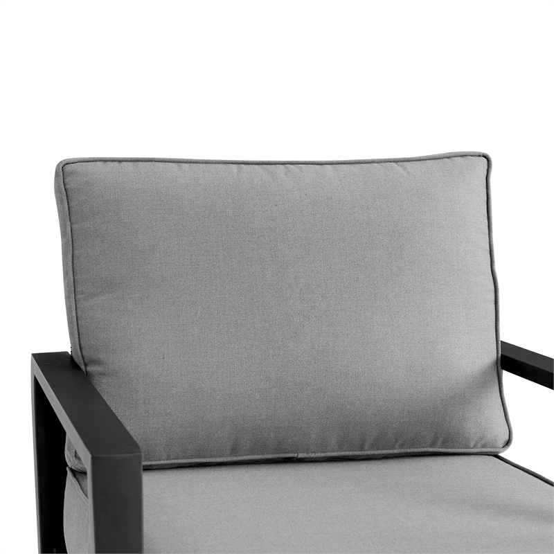 Armen Living Grand Outdoor Fabric & Metal Swivel Glider Chair in Dark Gray/Black