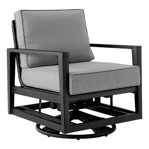 Armen Living Grand Outdoor Fabric & Metal Swivel Glider Chair in Dark Gray/Black
