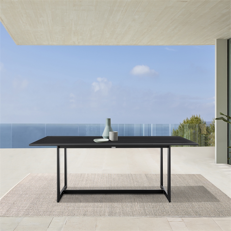 Armen Living Grand Modern Aluminum Outdoor Dining Table in Black