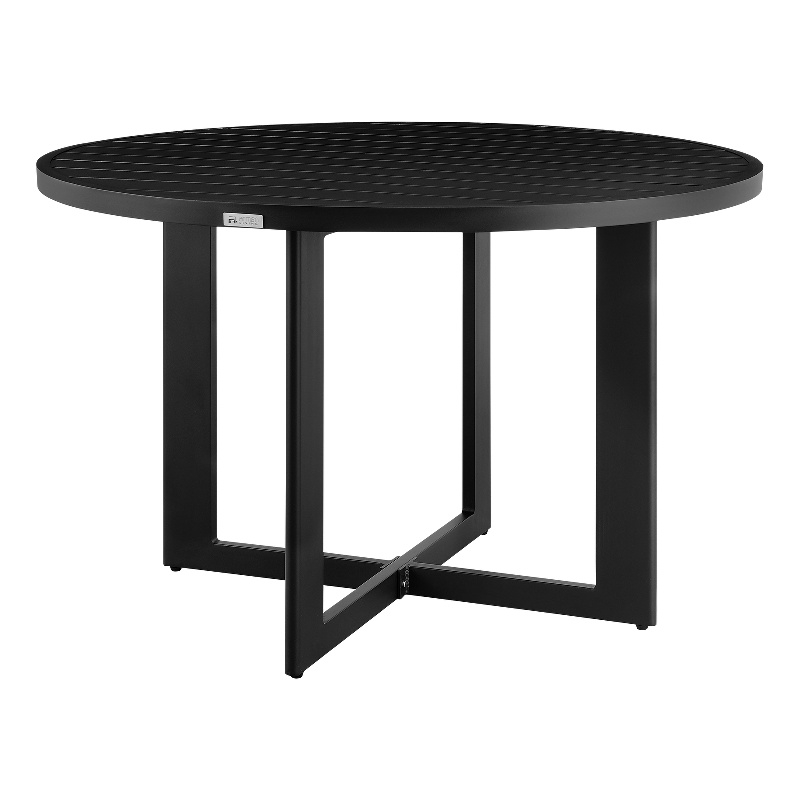 Armen Living Grand Round Modern Aluminum Patio Dining Table in Black