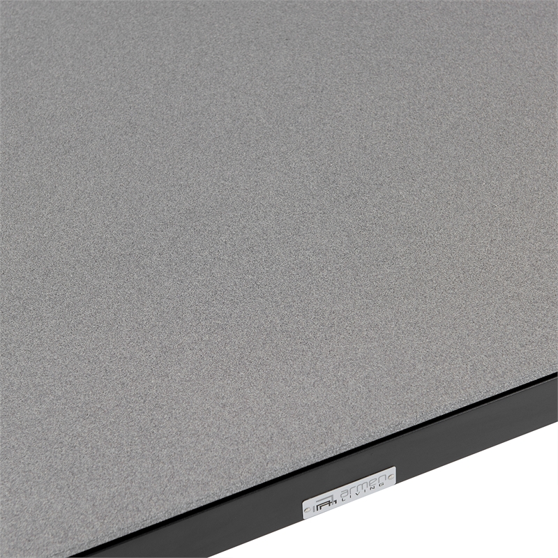 Armen Living Royal Outdoor Aluminum Dining Table with Stone Top in Black/Gray