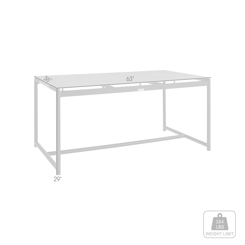 Armen Living Royal Outdoor Aluminum Dining Table with Stone Top in Black/Gray