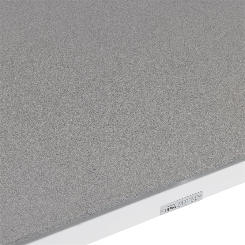Armen Living Royal Outdoor Aluminum Dining Table with Stone Top in White/Gray
