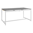 Armen Living Royal Outdoor Aluminum Dining Table with Stone Top in White/Gray