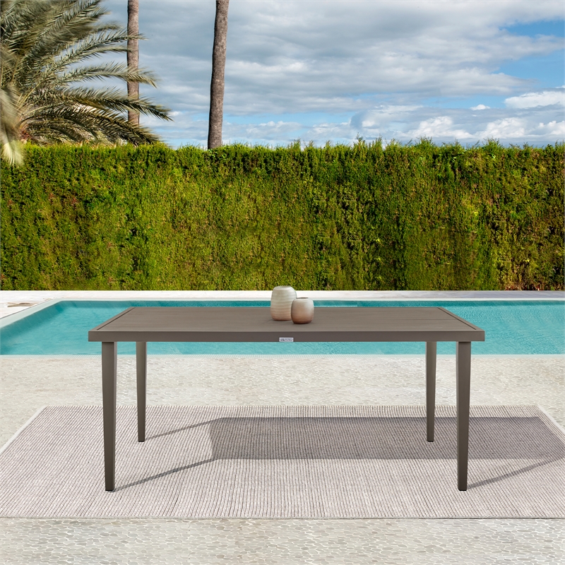 Armen Living Silvana Rectangle Outdoor Modern Aluminum Dining Table in Gray